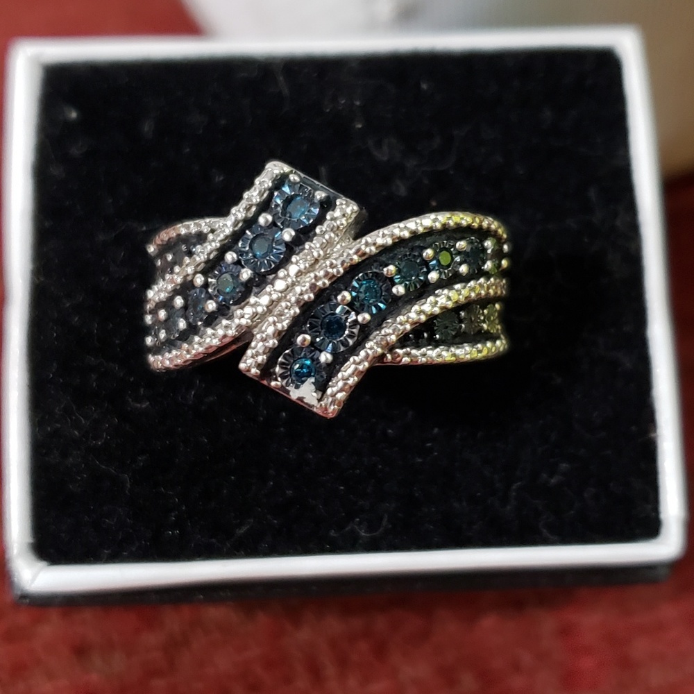 Blue Diamond Authentic Sterling Silver Ring